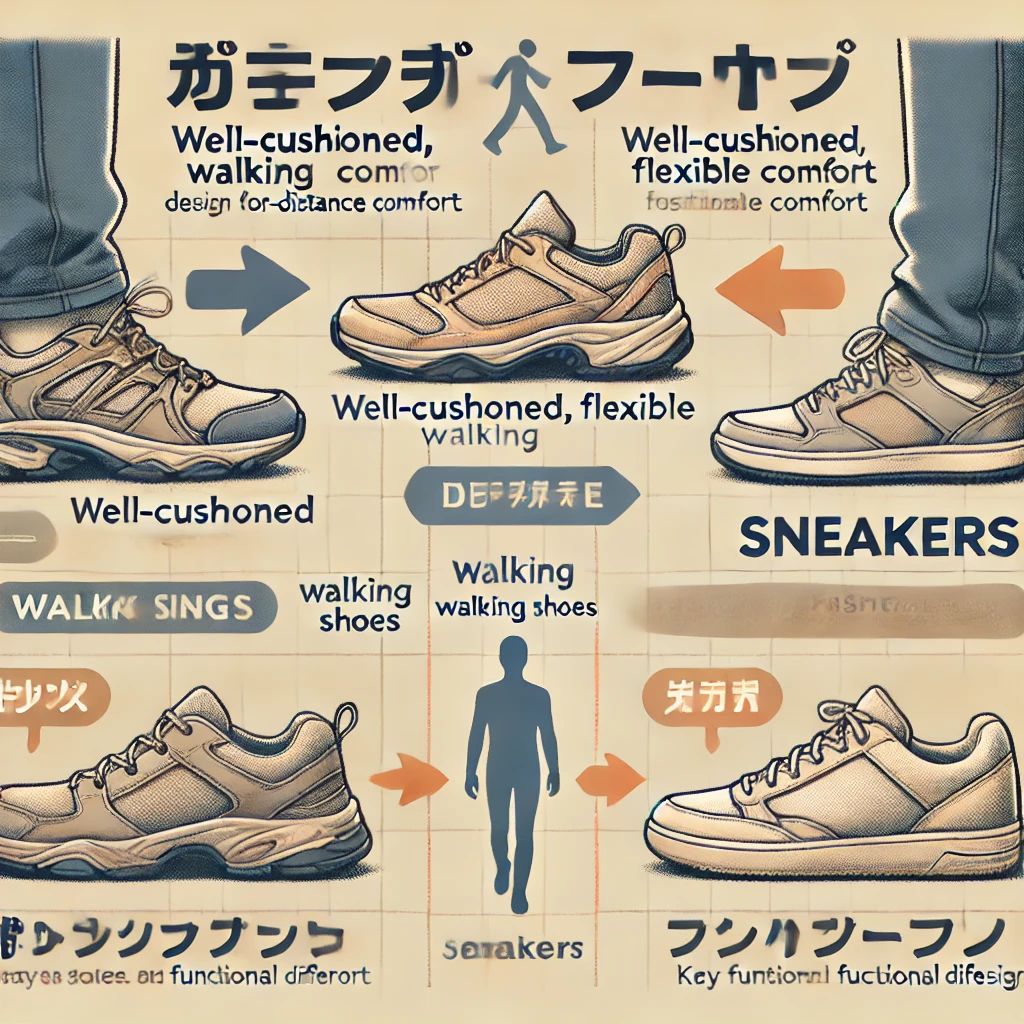 ウォーキングシューズとスニーカーの違いは何ですか?