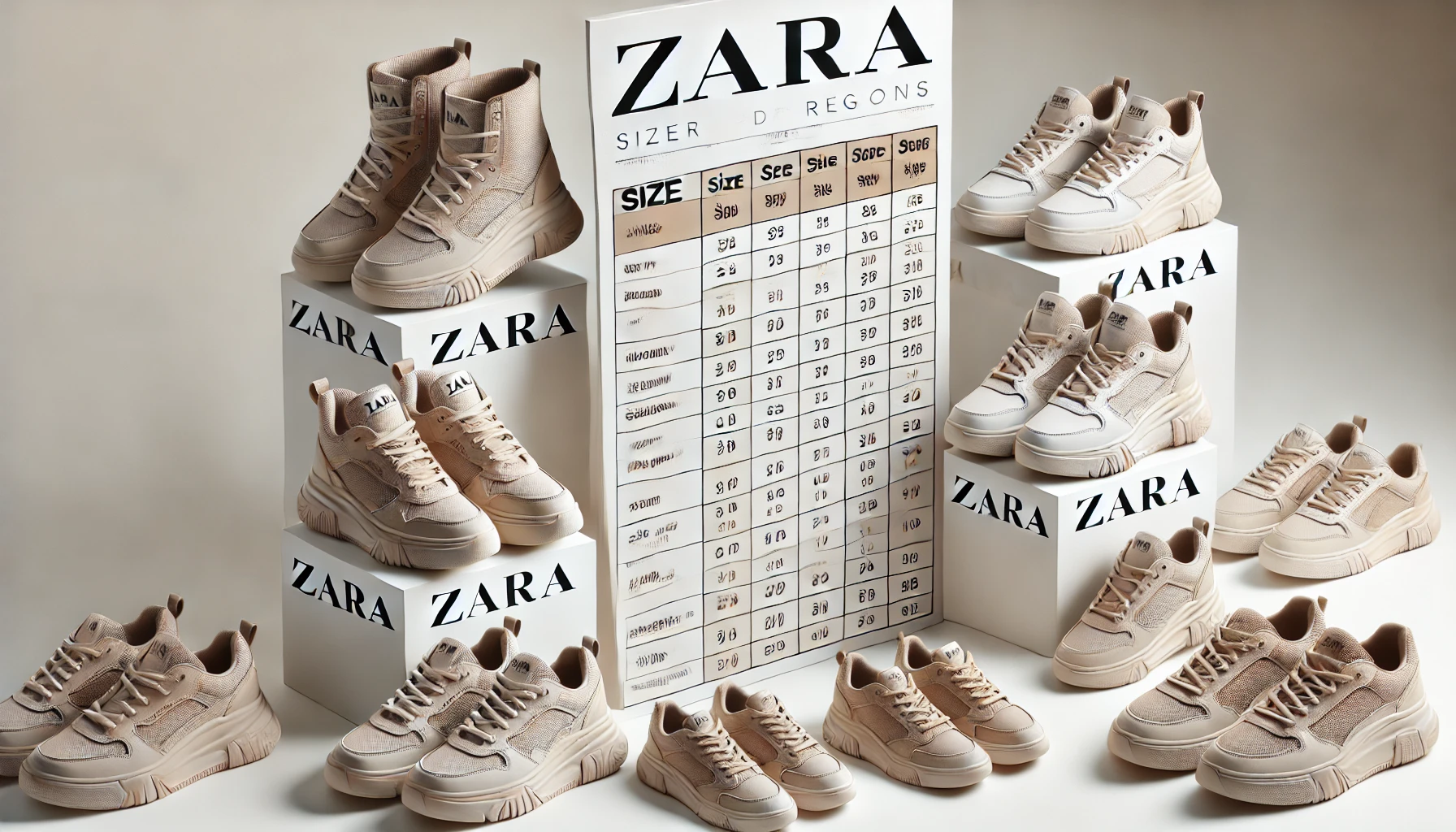 zaraのスニーカーのサイズ感と具体的なサイズ表