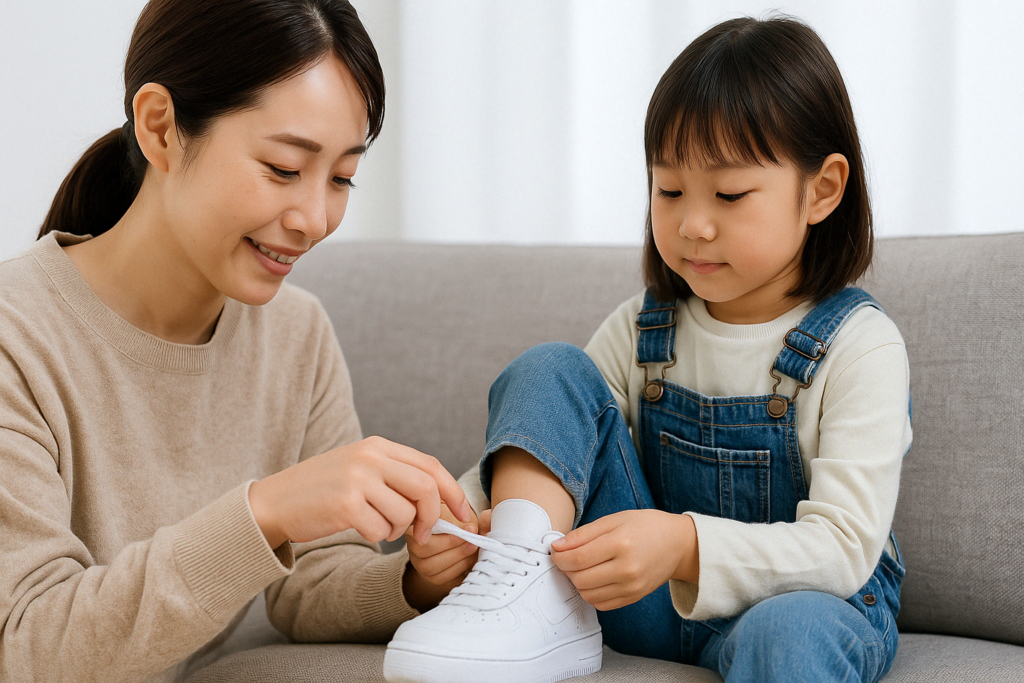 子供のスニーカーのベロ固定法