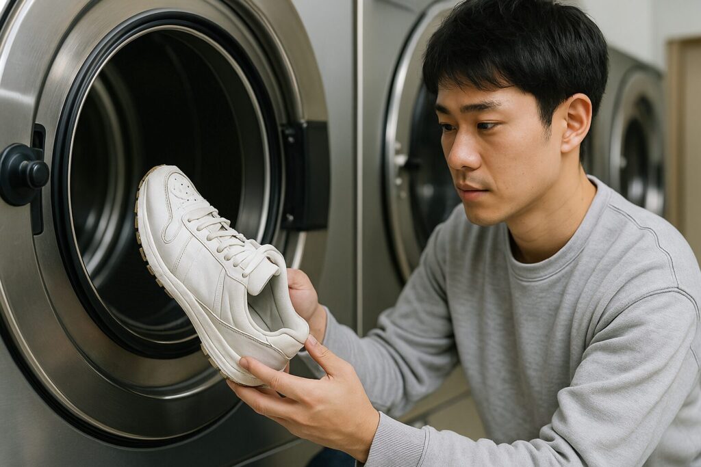 コインランドリーで靴を洗うとき、靴の向きは?