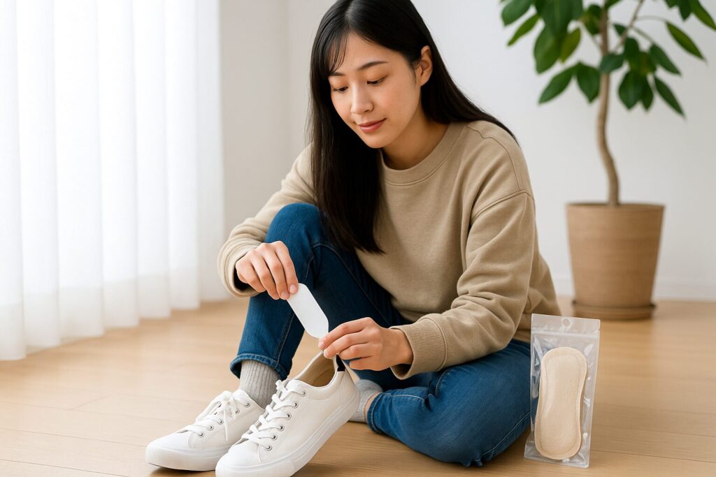 詰め物:ダイソー商品でかかとのフィット感を改善