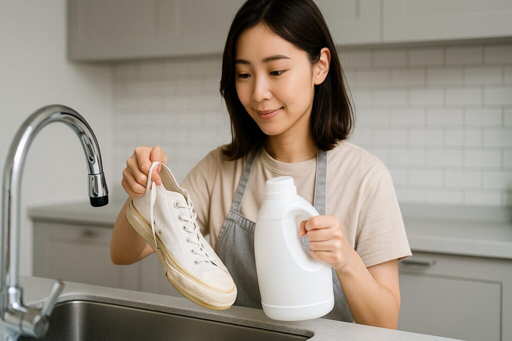 白いスニーカーをキッチンハイターで洗ってもいいですか?
