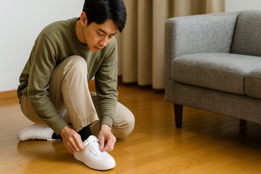 スニーカーで音が鳴るときの直し方を試す