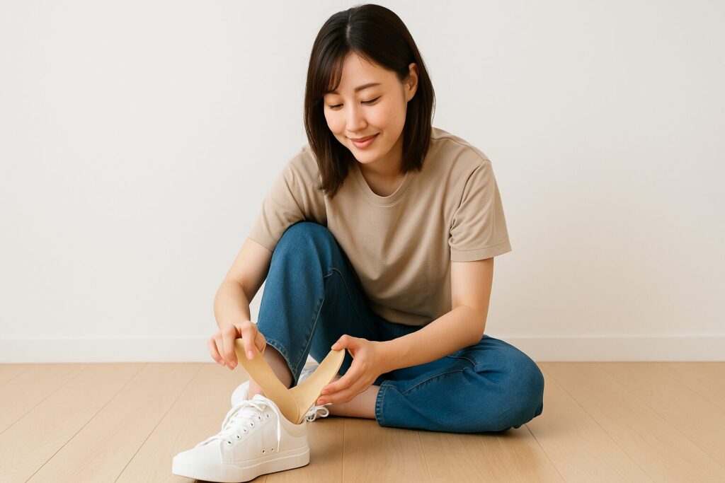 中敷きでスニーカーをサイズ調整