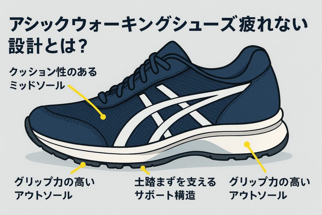 アシックスウォーキングシューズ 疲れない設計とは?