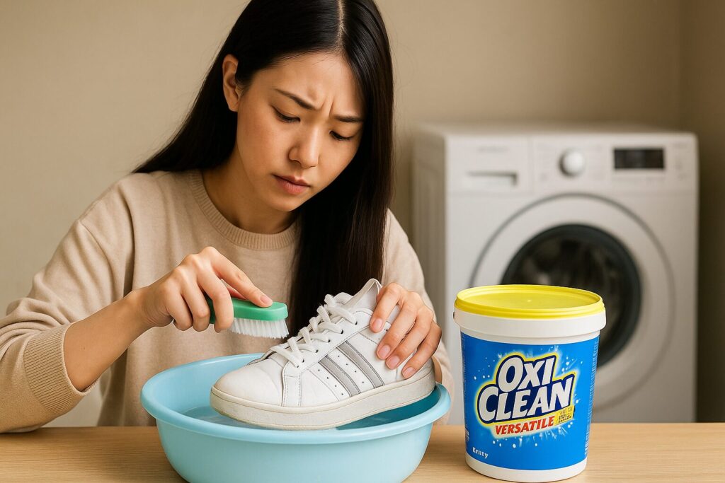 合皮スニーカーへのオキシクリーンの使い方と注意点