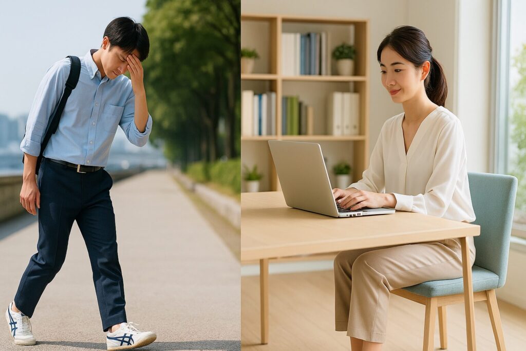 疲れるシーンと長時間使用の比較