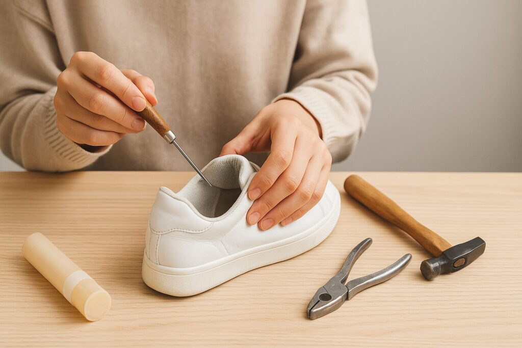 かかと芯の修理に使える道具と手順